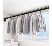 Tringle De Garde-Robe Hagig, Rallonge De Tringle De Placard Réglable sans Perce, Tringle à Rideau De Douche en Acier Inoxydable pour Armoire, Porte-vêtement, Black, 1.8~3.0m (70.9~118in)