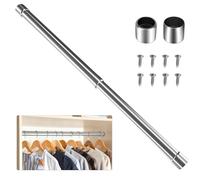 Tringle de penderie Extensible en Acier Inoxydable, Tringle à vêtements réglable avec Douilles, Tringle de penderie Robuste, Tube de Suspension pour vêtements de 32 à 200 cm, Barre transversale rétra