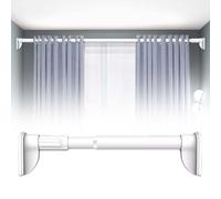 Tringle de penderie réglable sans perçage en acier inoxydable pour l'organisation des vêtements - 1,8 à 3 m - Barre de rideau de douche blanche
