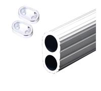 Tringle de penderie robuste - 80 cm - En aluminium argenté - Pour le rangement de vêtements - Design ovale - Tube pour ranger les vêtements