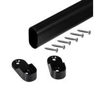 Tringle de penderie / Tringle à vêtements, noir, 1000 mm, ovale | Tringle en métal | Tube pour meuble 30 x 15 mm | Avec 2supports de penderie | Ferrures de meuble de la marque GedoTec®