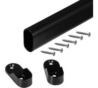 Tringle de penderie / Tringle à vêtements, noir, 1000 mm, ovale | Tringle en métal | Tube pour meuble 30 x 15 mm | Avec 2supports de penderie | Ferrures de meuble de la marque GedoTec®