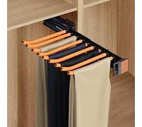 Tringle de placard coulissante extensible en alliage d'aluminium avec rail d'amortissement silencieux, organiseur de vêtements rétractable pour économiser de l'espace