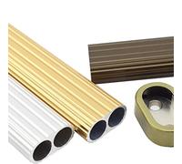 Tringle de placard ovale en alliage d'aluminium robuste avec support d'extrémité, tringle ovale de 45,7/50,8/61/79,1 cm pour armoire (doré, 99,1 cm)