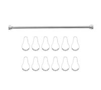 Tringle de placard réglable avec 12 crochets en acier inoxydable, tige à ressort rétractable pour salle de bain et douche, pour balcon, armoire, 80cm