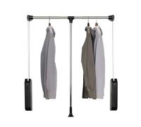 Tringle de placard rétractable avec double amortissement et arrêt à 90°, rail de traction à l'arrière pour l'organisation de l'armoire