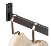 Tringle de placard robuste avec supports d'extrémité - Rails de garde-robe et raccords en aluminium noir pour le séchage en intérieur, rail de suspension pour organiser les vêtements