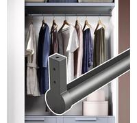 Tringle de placard ronde en métal avec support d'extrémité 80 cm Barre de suspension pour montage mural Idéal pour manteaux et vêtements Gris