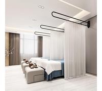Tringle de séparation de pièce en forme de U avec rideau - Fixation murale en métal pour salles de massage, salons de beauté, hôpitaux