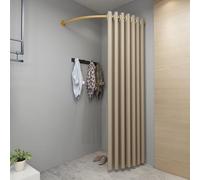 Tringle de séparation de pièce, Rideau d'angle Beige pour Cabine d'essayage avec Barres dorées, séparateur de confidentialité Portable pour magasins de vêtements, théâtres, vestiaires et Log