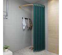 Tringle de séparation de pièce, Rideau d'angle Vert Portable pour Cabine d'essayage avec Barres dorées - Cloison de séparation Murale pour magasins de vêtements, théâtres, vestiaires et coul