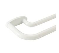 Tringle double réglable en métal pour rideaux occultants de 183 à 366 cm, tringle avant de 1,9 cm et tringle arrière de 1,6 cm, design enveloppant, blanc