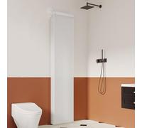 Tringle Douche Angle Reglable avec Rideaux de Douche Anti Moisissure Transparent et Double Ventouse, Barre Rideau Douche Sans Perçage Sechoir a Linge Pliable(172 cm/67.7 in)