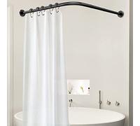 Tringle douche angle reglable, Barre de Rail de Rideau de Douche Incurvée Sans Perçage Extensible Salle de Bain Baignoire Baignoire Coin Tringle à Rideau En Forme de L (Size:70 to 95 cm X 90 to 130 cm