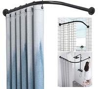 Tringle douche angle reglable, Rails de Tringle à Rideau de Douche Incurvés En Forme de L Pour Baignoire D'angle Extensible Salle de Bain Baignoire Rideau de Douche Pôle Pas de Perçage En Acier Inox(S