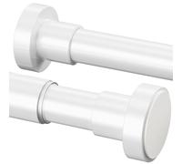 Tringle Douche Extensible Barre de Rideau sans Percage Tringle Penderie en Acier Inoxydable pour Salle de Bain, Fenêtre, Cuisine (69-90 cm, Φ25 mm, Blanc)