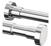Tringle Douche sans Percage Penderie Barre de Rideau Extensible Tringle à Rideaux Autobloquante en Acier Inoxydable pour Salle de Bain, Placard, Armoire (48-70 cm, Φ25 mm, Argent Clair)
