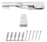 Tringle Extensible pour Rideaux en Acier Galvanisé Laqué Blanc, Ouverture Personnalisable avec Corde, Tringle à Rideaux Plafond ou Murale avec Supports, Tringle Coulissante (DE 122 À 215 CM)
