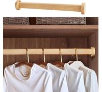 Tringle ovale en bois avec support d'extrémité - Barre de suspension épaisse et résistante pour penderie - Bois naturel - Installation facile - 150 cm de long