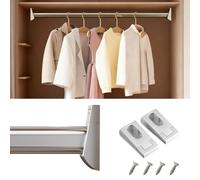 tringle penderie Barre de Penderie Courte de 25, 30, 35, 40 et 45 cm, Barre Métallique Robuste pour Suspendre Les Vêtements, Rail Rangement La Cuisine(Silver,12in/30.5cm)