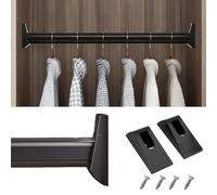 tringle penderie Barre de Penderie Courte de 25, 30, 35, 40 et 45 cm, Barre Métallique Robuste pour Suspendre Les Vêtements, Rail Rangement La Cuisine(Black,22in/55.9cm)