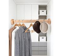 Tringle Penderie Barre de Placard Ovale en Bois avec Supports d'Extrémité, Porte-Vêtements Antidérapant pour Manteaux Rideaux Voiture, Ensemble Râtelier à Cintres(52cm/20.5in/1.7ft)