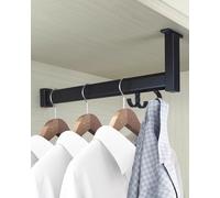 Tringle Penderie Tige Suspendue pour Placard à Hauteur Ajustable, Barre de Garde-robe Du Plafond Au Mur pour Angle Droit, 10 20 30 40 50 60 70 80 90 100 110 120 cm(Black,65cm(25 5/8"))