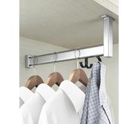 Tringle Penderie Tige Suspendue pour Placard à Hauteur Ajustable, Barre de Garde-robe Du Plafond Au Mur pour Angle Droit, 10 20 30 40 50 60 70 80 90 100 110 120 cm(Silver white,75cm(29 1/2"))