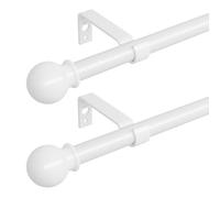 Tringle Rideau Blanche 80-300 cm Lot de 2, Tringle à Rideau Extensible 3m avec Support, Ajustable Tringle Voilage en Métal de 5/8 de Diamètre pour Chambre, Salon