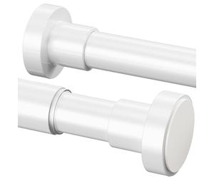 Tringle Rideau de Douche Extensible Barre sans Perçage Tringle Telescopique en Acier Inoxydable pour Salle de Bain, Rideau de Douche, Balcon (185-250 cm, Φ25 mm, Blanc)
