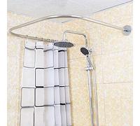 Tringle Rideau Douche en Forme de U Extensible sans Perçage, Acier Inoxydable Tringle Douche Angle avec Rideau de Douche pour Salle Bain, Cuisine, Magasin de Vêtements