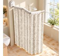 Tringle Rideau Douche Pliable Rétractable Angle Mural Barre 4Folds-C | Support antirouille peu encombrant réglable à 360° tringle à rideau de douche d'angle robuste pour salle de bain