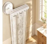 Tringle Rideau Douche Rétractable Pliable Murale Angle Rail 3Folds-B | Support de douche d'angle antirouille réglable 360° gain de place tige incurvée robuste salle de bain dressing