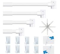 Tringle Rideau Extensible Barres de Vitrage Réglable Tringle Rideau Sans percage Fenetre pour Maison et de Crochets Rideau Adhésive,Blanc(60-105CM)