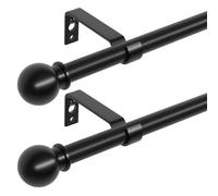 Tringle Rideau Noire 80-126 cm Lot de 2, Tringle à Rideau Extensible avec Support, Ajustable Tringle Voilage en Métal de 5/8 de Diamètre pour Chambre, Salon