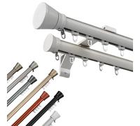 Tringle Rideau Noire Double pour Intérieurs, Tringles à Rideaux Robuste, Barre Rideau Décorative de Séparation de Pièce pour Chambre/Porte/Placards, Aluminium, 1.0 m à 4.0 m(Blanc,150cm/4.9FT)