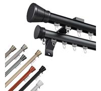 Tringle Rideau Noire Double pour Intérieurs, Tringles à Rideaux Robuste, Barre Rideau Décorative de Séparation de Pièce pour Chambre/Porte/Placards, Aluminium, 1.0 m à 4.0 m(bleu,300cm/9.8FT)