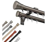 Tringle Rideau Noire Double pour Intérieurs, Tringles à Rideaux Robuste, Barre Rideau Décorative de Séparation de Pièce pour Chambre/Porte/Placards, Aluminium, 1.0 m à 4.0 m(Champagne,180cm/5.9FT)