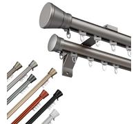 Tringle Rideau Noire Double pour Intérieurs, Tringles à Rideaux Robuste, Barre Rideau Décorative de Séparation de Pièce pour Chambre/Porte/Placards, Aluminium, 1.0 m à 4.0 m(Gris,290cm/9.5FT)