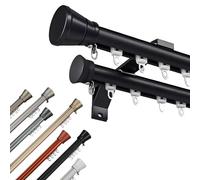 Tringle Rideau Noire Double pour Intérieurs, Tringles à Rideaux Robuste, Barre Rideau Décorative de Séparation de Pièce pour Chambre/Porte/Placards, Aluminium, 1.0 m à 4.0 m(Noir,280cm/9.2FT)