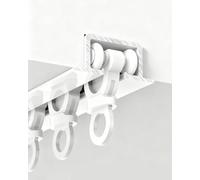 Tringle Rideau Rail de Rideau Coulissant Encastré Ultra-mince et Invisible pour Cloison, avec Courte-Pointe d'Obscurcissement pour Lit en Mezzanine, 10 15 20 30 pi(White,14.5ft/174in/442cm)