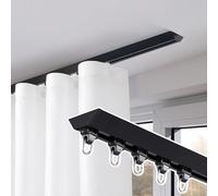 Tringle Rideau Voie de Rideau de Bâti de Plafond, Tringles à Rideaux Simples Résistantes, Tringle à Rideau pour Fenêtre/Douche/cloison, Système de Rail de Séparation de Pièce Élégant (Color : Black,