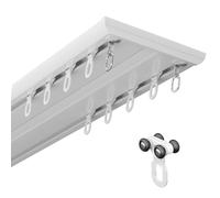 Tringles À Rideau Double | Rail Rideau De Plafond | Rail De Rideau Ultra Fin | Séparateur De Pièce Invisible(Color:White,Size:B-4m/13.1ft(1m*4))