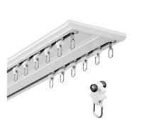 Tringles À Rideau Double | Rail Rideau De Plafond | Rail De Rideau Ultra Fin | Séparateur De Pièce Invisible(Color:White,Size:A-1.1m/3.6ft(1.1m*1))