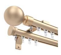 Tringles À Rideaux Double Rails De Rideau Robustes Pour Bureau Et Salon, Ensemble De Rideau Rail Coulissant À Montage Mural Avec Tête Décorative(Color:Gold,Size:280cm(2 * 140cm))