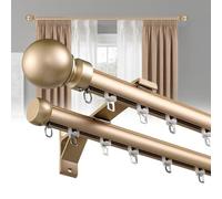 Tringles à rideaux doubles for fenêtres, Fixation murale Séparateur de pièces d'hôtel Rail à rideaux silencieux Robuste Rail à double tringle for rideaux(Gold,2.4m(7.9ft))