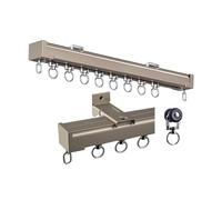 Tringles à rideaux robustes pour plafond et mur - Système de rails en aluminium pour 80 cm, couleur champagne, monorail pour des solutions de draperie élégantes