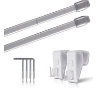 Tringles de vitrage argentées - chromées mates 110 - 150 cm + supports de serrage