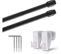 Tringles de vitrage, lot de 2, noir, 110 - 150 cm + supports de serrage