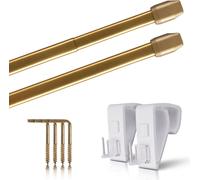 Tringles de vitrage or - laiton brillant 80 - 120 cm + supports de serrage